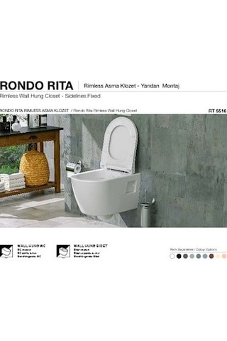 Rondo Rıta Rımless Kanalsız Asma Klozet Yandan Montaj Turavit Diğer