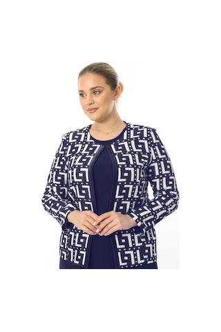 Ladies First Büyük Beden 3839 Lacivert Ceket+bluz Takım 001