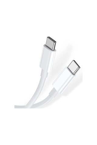 Huawei Matebook Pro Uyumlu /d/e/d14/d15/13 Usb-c Usb-c 20v/3a 65w 2 Metre Hasır Örgülü Şarj Kablosu Beyaz