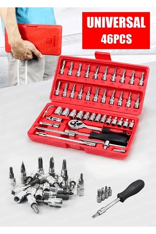 46 Parça Mini Lokma Takımı Otomatik Cırcırlı 1/4