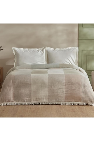 Karaca Home Cube %100 Pamuk Çift Kişilik Müslin Pike Bej Sku: Smg8690010180643 Açik Gri
