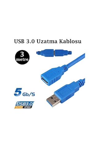 3 Metre Usb 3.0 Uzatma Kablosu Usb Erkek Dişi Uzatma Kablosu