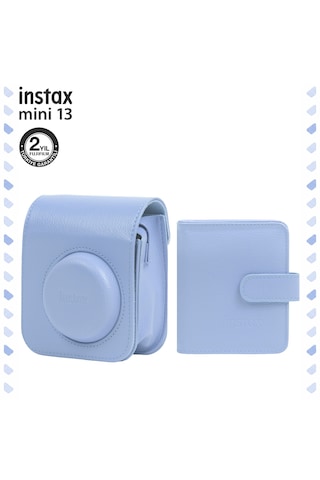 Instax Mini 13 Uyumlu Mavi Deri Çanta Ve Albüm Set