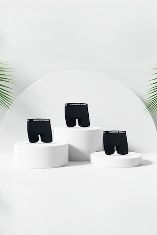 Franco Renzo Erkek 3 Lü Premium Kutu Likralı Boxer Siyah
