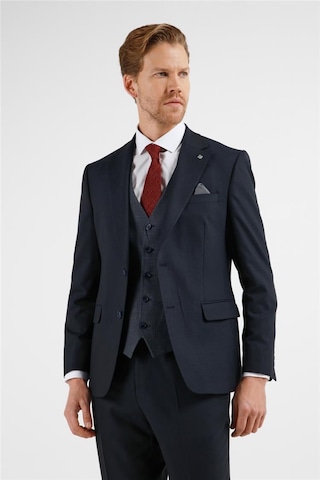 İmza Lacivert Mono Yaka Kazayağı Desen Yelekli 6 Drop Slim Fit Takım Elbise 1001255175 Lacivert