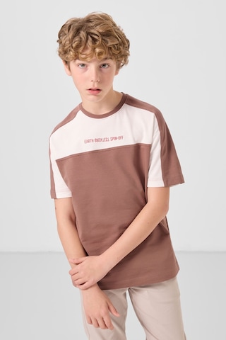 Tommylife Tarçın Pamuklu Yumuşak Dokulu Oversize Fit Baskılı Erkek Çocuk T-shirt - 11290 Tarçın