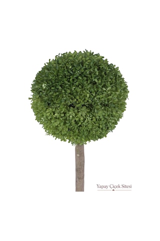 Yapay Çiçek Sitesi Ağaç Saplı Dekoratif Kaliteli Yapay Top Şişmşir Uv Dayanımlı 28 Cm Yeşil