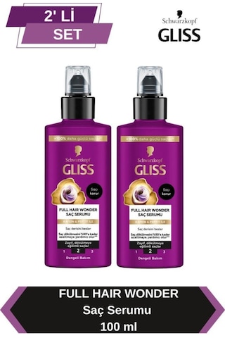 Gliss Full Hair Wonder Dökülme Karşıtı Sıvı Saç Bakım Serumu 100 Ml X 2 Adet set-hnkl-5219-6361