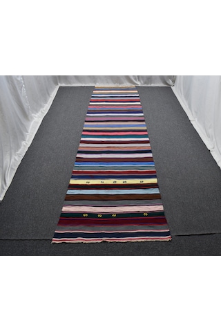 Zehra Abla Halı Yeni El Dokuma Otantik Bukleli Pamuklu Yolluk Kilim 6289