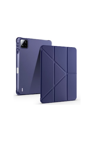 Pad 8 Pro Kılıf Zore Tri Folding Kalem Bölmeli Standlı Kılıf - Lacivert Standlı Kapak