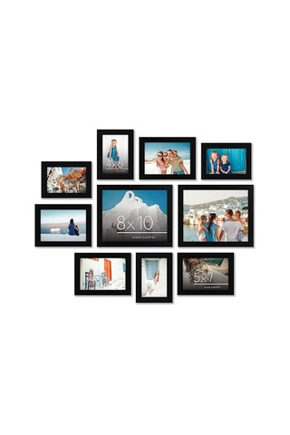 10 Parça Siyah Resim Çerçevesi Seti 8x10, 5x7 Ve 4x6 Boyutlarını İçerir. Kırılmaya Dayanıklı Cam. Asma Donan