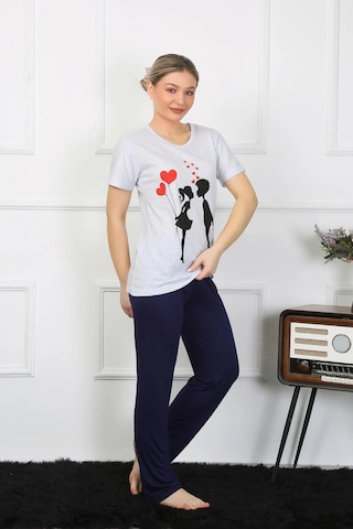 Lenaca Kadın Kısa Kol Penye Pijama Takımı Buz Mavisi