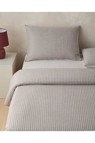 English Home Tattersall İpliği Boyalı Çift Kişilik Çarşaflı Nevresim Takımı 200x220 Cm Kahverengi Kahverengi