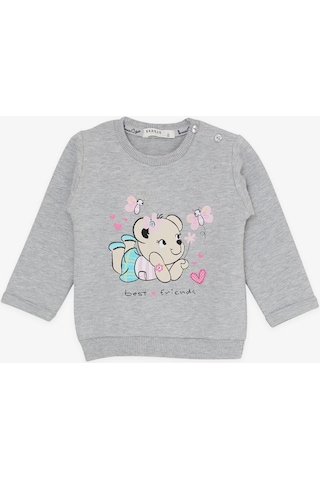 Breeze Kız Bebek Eşofman Takımı Sevimli Hayvancık Dostlar 4 Ay-1.5 Yaş, Açık Gri Melanj-açık Gri Melanj Açık Gri Melanj