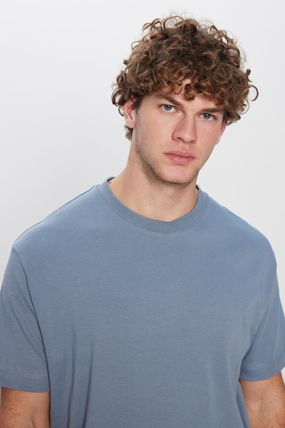 Tudors Unisex Relax Fit Rahat Kesim %100 Pamuk Yumuşak Dokulu Basic Bisiklet Yaka Mavi Tişört-31475 Mavi