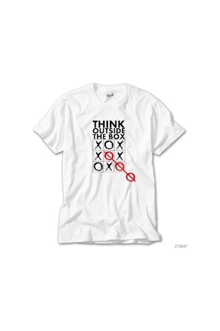 Think Outside The Box Beyaz Tişört Beyaz