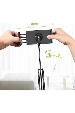 Masaüstü Telefon & Tablet Tutucu 360 Dönen Başlık, Çift Teleskopik Kol 73cm Ayarlanabilir Kelepçe