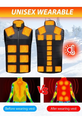 Willowhaven Gri Asya Xxxl 21 Bölge Isıtmalı Yelek, 4 Anaşlı 3 Hızlı V Yaka Isıtıcı Giysi