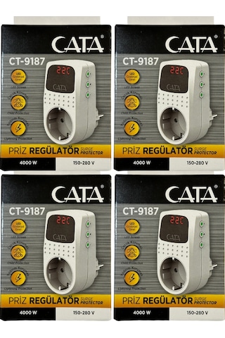 Cata Ct-9187 4000w Akım Korumalı Led Göstergeli Priz 4 Adet