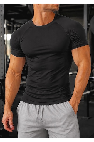 Sapeur Erkek Premium Raglan Dikişli Compression Tişört - Ultra Esnek Ve Nefes Alan Siyah