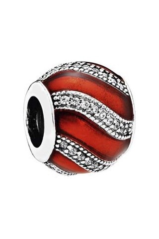 Nur Silver Beyaz Taşlı Dalga Tılsımı Gümüş Charm Nur-bl12459