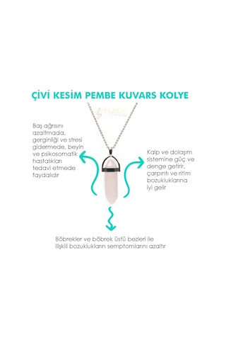Mystic Energy Doğal Taş Pembe Kuvars Ister Kolye Ister Anahtarlık Beyaz