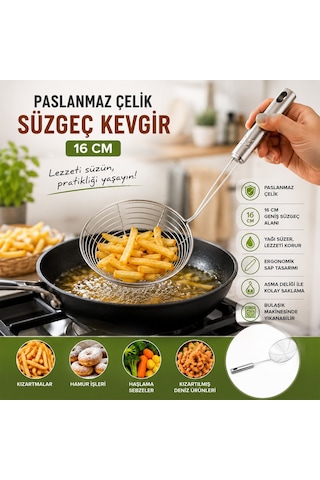 Büro Ev Ofis Mutfağı İçin 16cm Paslanmaz Çelik Metal Kevgir Diğer