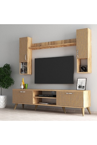 Mega 180 lik Kapaklı Raflı Tv Ünitesi Çam Hazeran Kapaklı - TVU02
