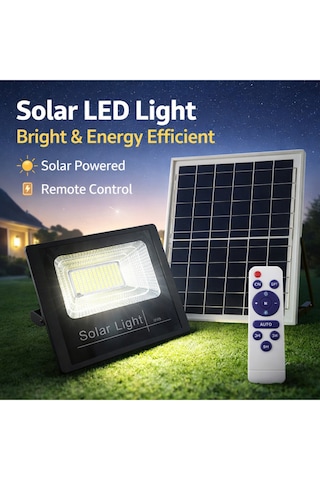 Cata 120 Watt Beyaz Işık 1200 Lümen Kumandalı Solar Projektör Led Projektör Dış Mekana Uygun Ct-4648