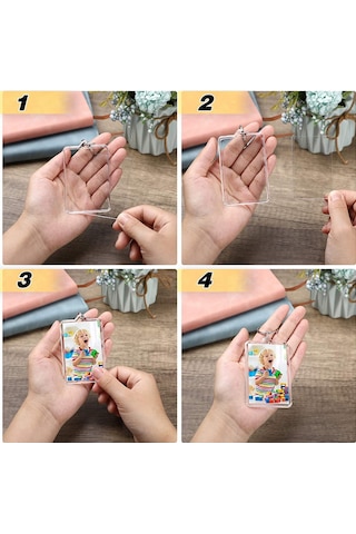 16 Adet Akrilik Fotoğraf Çerçevesi Anahtarlık Tutucu Dıy El Sanatları İçin 2,2 X 3 İnç