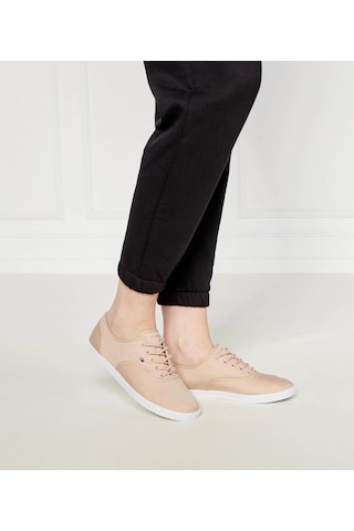 Tommy Hilfiger Canvas Lace Up Sneak Bej Kadın Sneaker