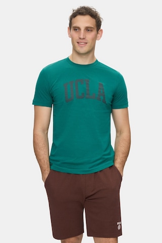 Ucla Culver Koyu Yeşil Bisiklet Yaka Baskılı %100 Pamuk Standard Fit Erkek Tshirt