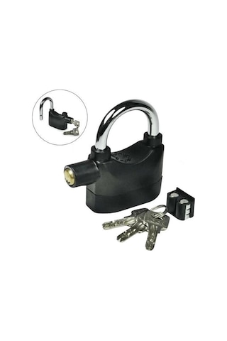 İpek Yıldızı Desibel Siyah Alarmlı Çok Fonksiyonlu Ekstra Güvenlikli Kare Asma Dolap Kilidi