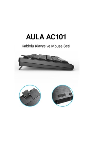 Aula AC101 Kablolu Türkçe Q Klavye Ve 1200 Dpı Optik Mouse Seti