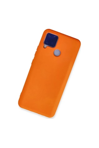 Jenerik Realme C15 Kılıf Nano İçi Kadife Silikon - Turuncu