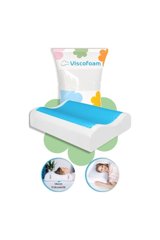 Viscofoam Anatolia Yüksek Terletmeyen Boyun Destekli Ortopedik Yastık Jelli Visco Yastık - 60x40x14-12cm