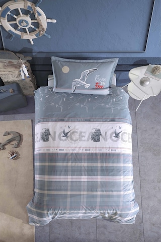 Clasy %100 Pamuk Tek Kişilik Nevresim Takımı Ocean V1 Mavi Mavi