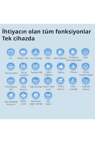 OBD + OBD 2 + GPS Çift Modlu Araç HUD LCD Ekranlı Akıllı Gösterge ve Arıza Tespit Cihazı + Koku