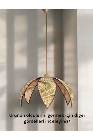 Modern Hazeran Görünümlü Yapraklı Çiçek Şeklinde Bohem Rustik Avize - Kahverengi Kahverengi