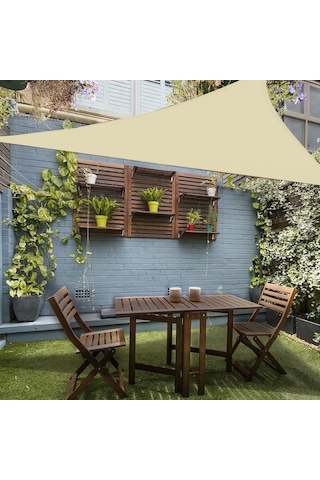 Xindoker 2x2x2m Bej Bahçe Havuzu Gölgesi, 420d Oxford Kumaş Uv Koruyucu, Taşınabilir Outdoor Triangular Gölge Çadırı Bej