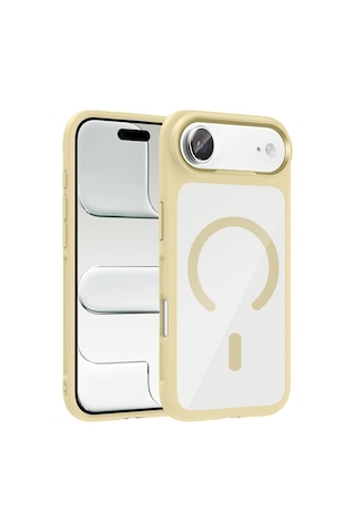 Apple Uyumlu iPhone 17 Air Kılıf M-safe Şarj Özellikli Metal Kamera Çerçeveli Zore Tiko Kapak Gold