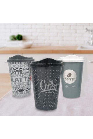 3 Adet Kahve Bardağı Seti Dekoratif Plastik Kahve Muhafaza Bardağı Timya/go1395 198459