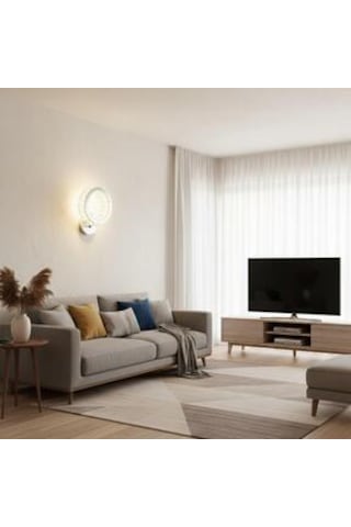 Halka Kristal Taşlı Ledli Aplik Krom