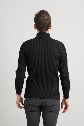 Slim Fit Çizgili Tam Balıkçı Pamuklu Kalın Triko Erkek Kazak 001