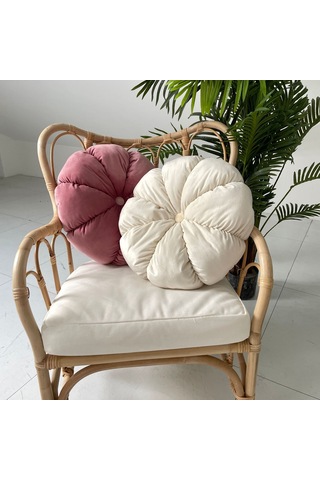 Gajeena Mavi Kadife Kabak Desenli Yastık - 45cm Çap 12cm Kalınlık, Ofis Sandalyesi/canapé/ Pencere Kemerleri İçin Konforlu Dekoratif Yastık Diğer