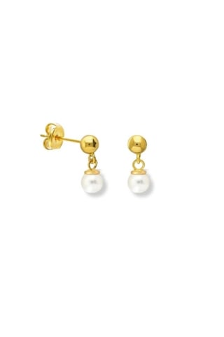 Bymissmücevherat 925 Ayar Gümüş İnci Küpe 6 Mm Gold Renk
