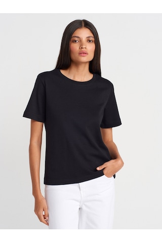 Dilvin 31763 Bisiklet Yaka T-shirt-siyah SIYAH