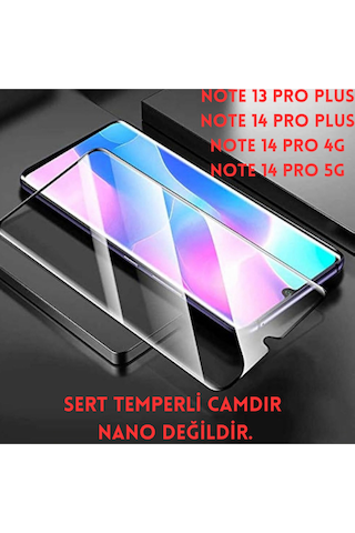 Red Mi Note 14 Pro 4g - 5g Note 13 Pro Plus - Note 14 Pro Plus Temperli Sert Full Cam