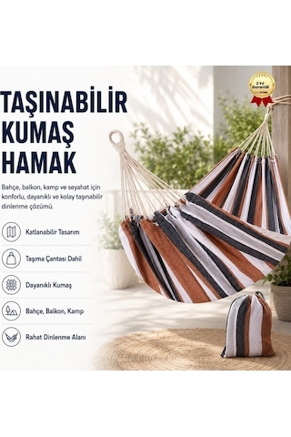Taşınabilir Katlanabilir Kumaş Hamak Bahçe, Balkon, Kamp Ve Seyahat İçin Dayanıklı Dinlenme Hamak + Taşıma Çantası-1433 Mavi - Beyaz