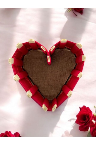 Kalpli Kutu, Kalpli Hediye Sepeti, El Yapımı Butik Hediye Kutusu, Kırmızı Kalp Kutu Sepet Kırmızı